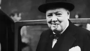 black and white headshot of Winston Churchill