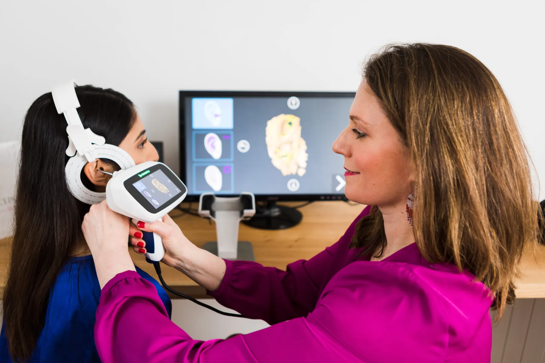 Ear examination using hand held screen and other digital tools