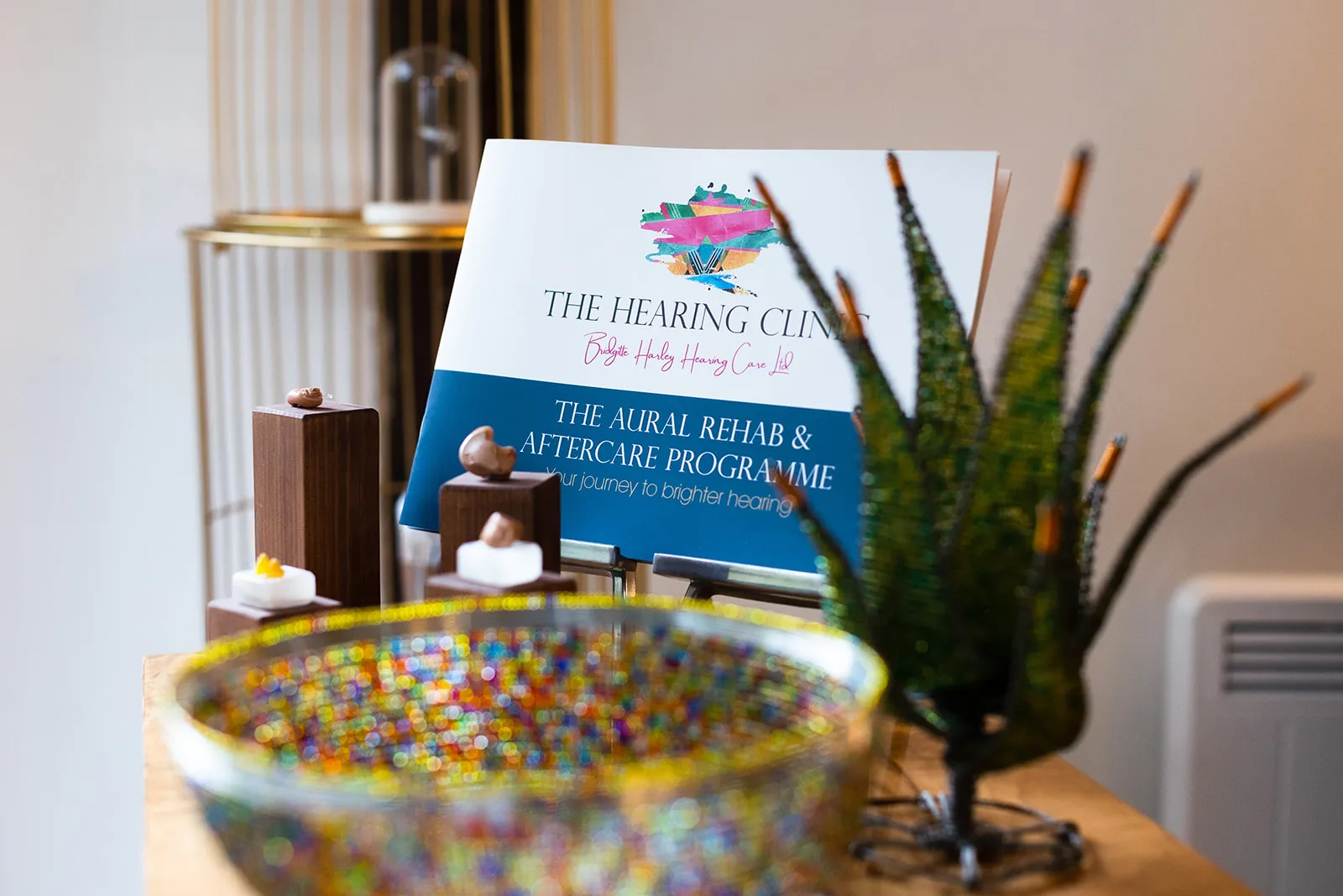 Leaflet with bowl in front