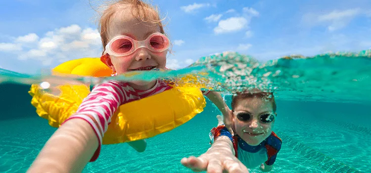 Kids swimming underwater fun