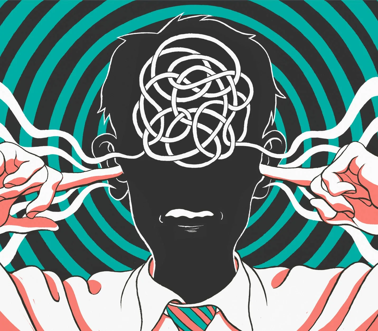 Person with tangled thoughts