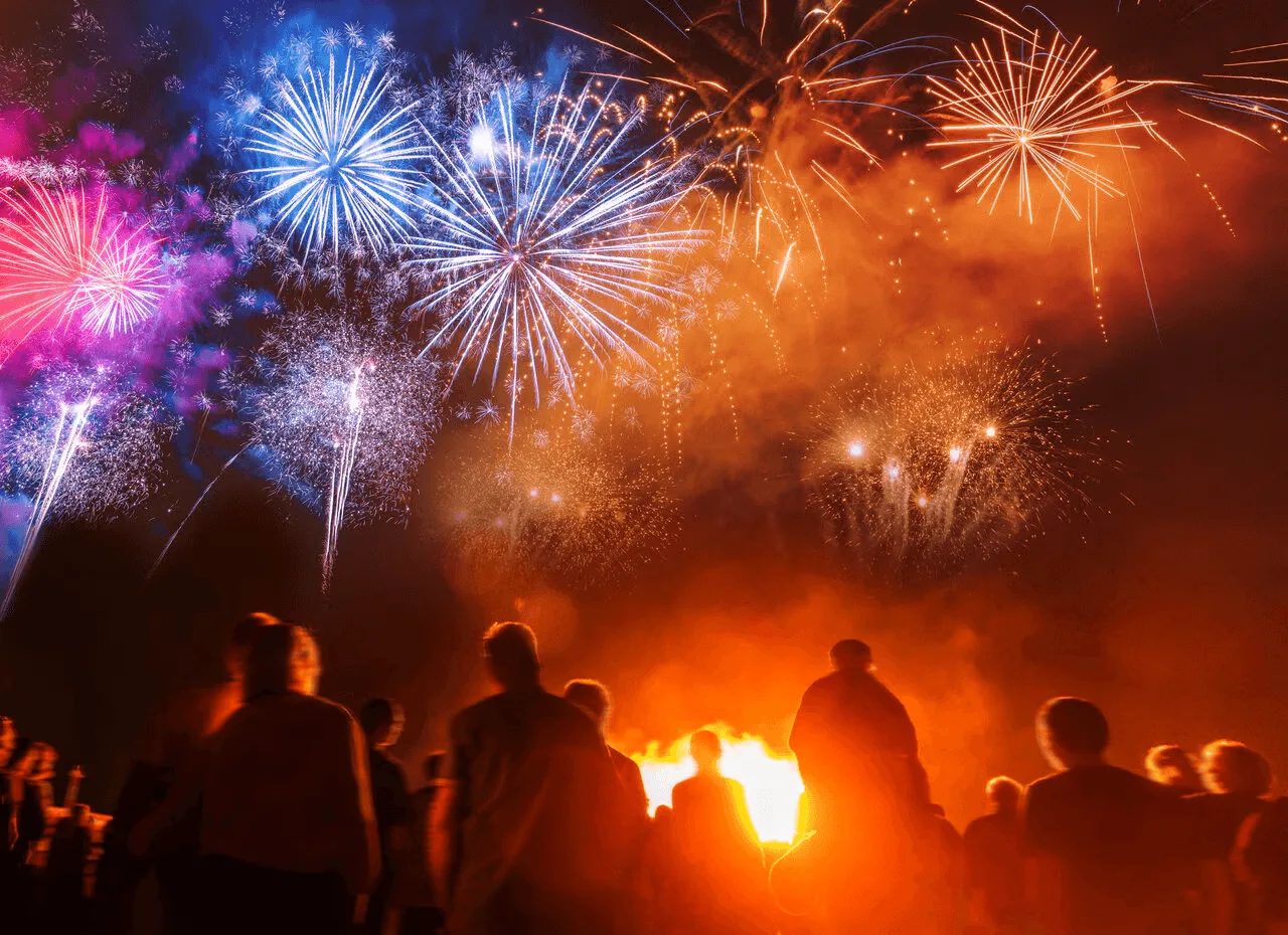 People watching fireworks display.