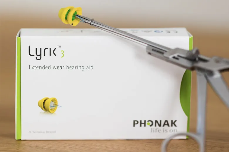 Lyric hearing aid packaging.