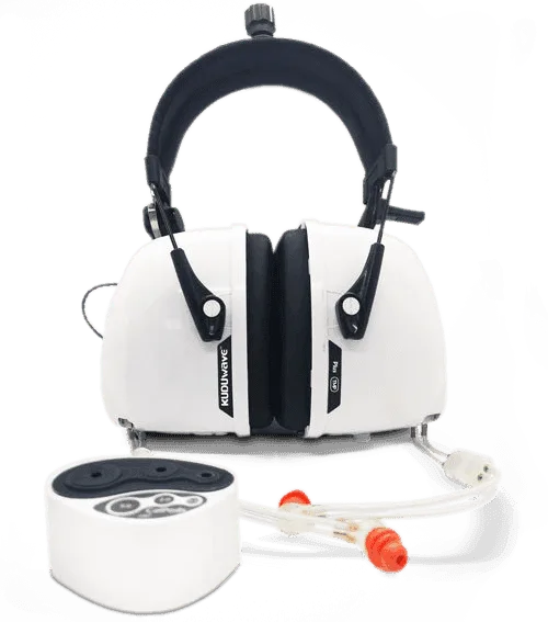 White noise-canceling headphones set