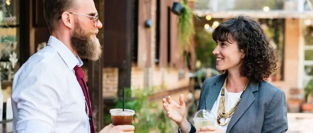 Two people in a conversation about hearing loss
