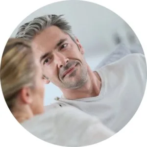 Man talking to woman