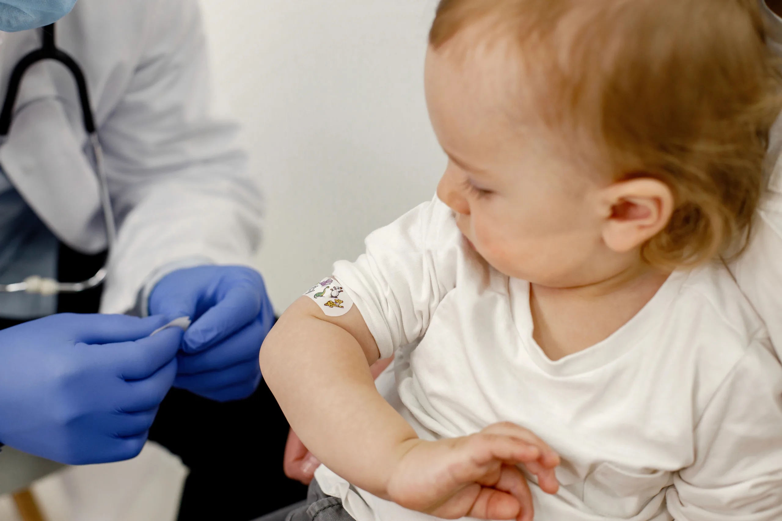 Child receiving medical bandage