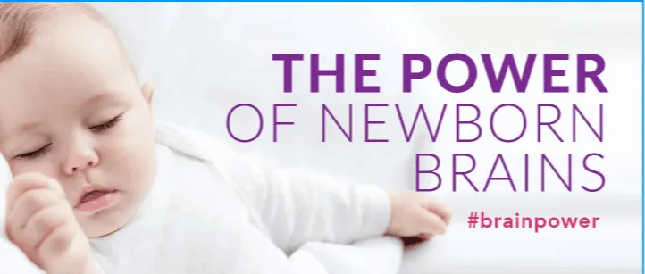 Sleeping baby with text.