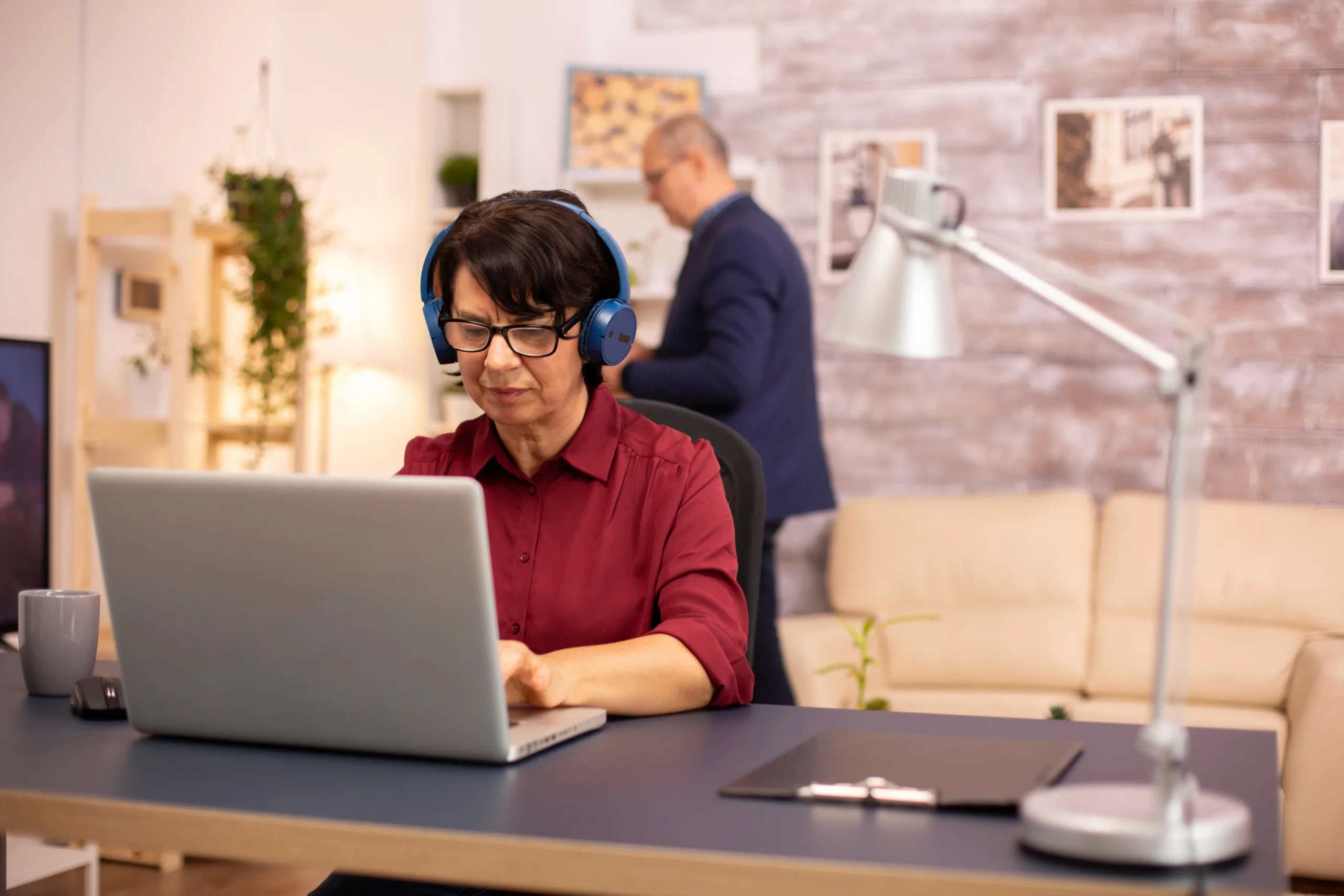Woman working on laptop