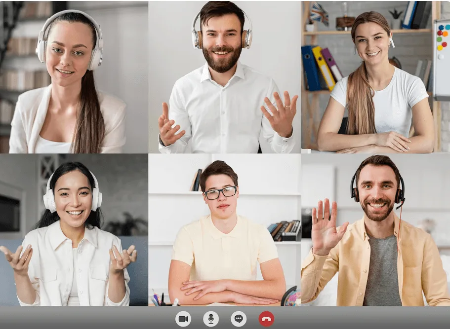 Video call with six people.