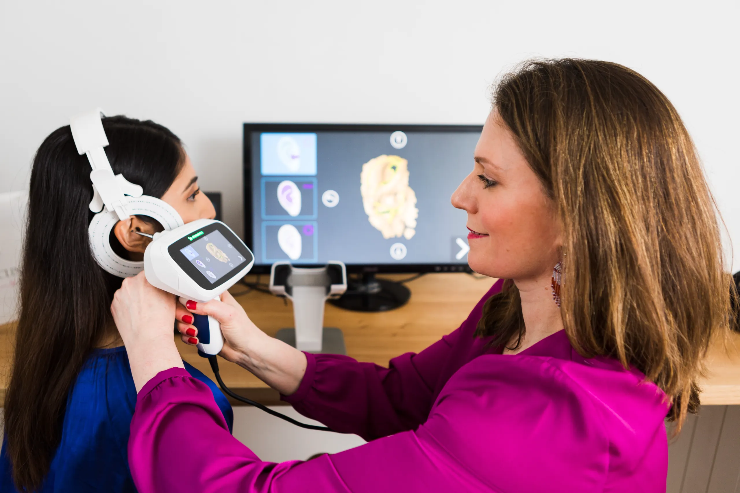Ear scanning procedure demonstration.