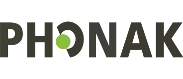 Phonak logo with green shape.